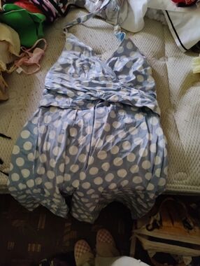 Donna Ricco Blue Polka Dot Dress Size 16W